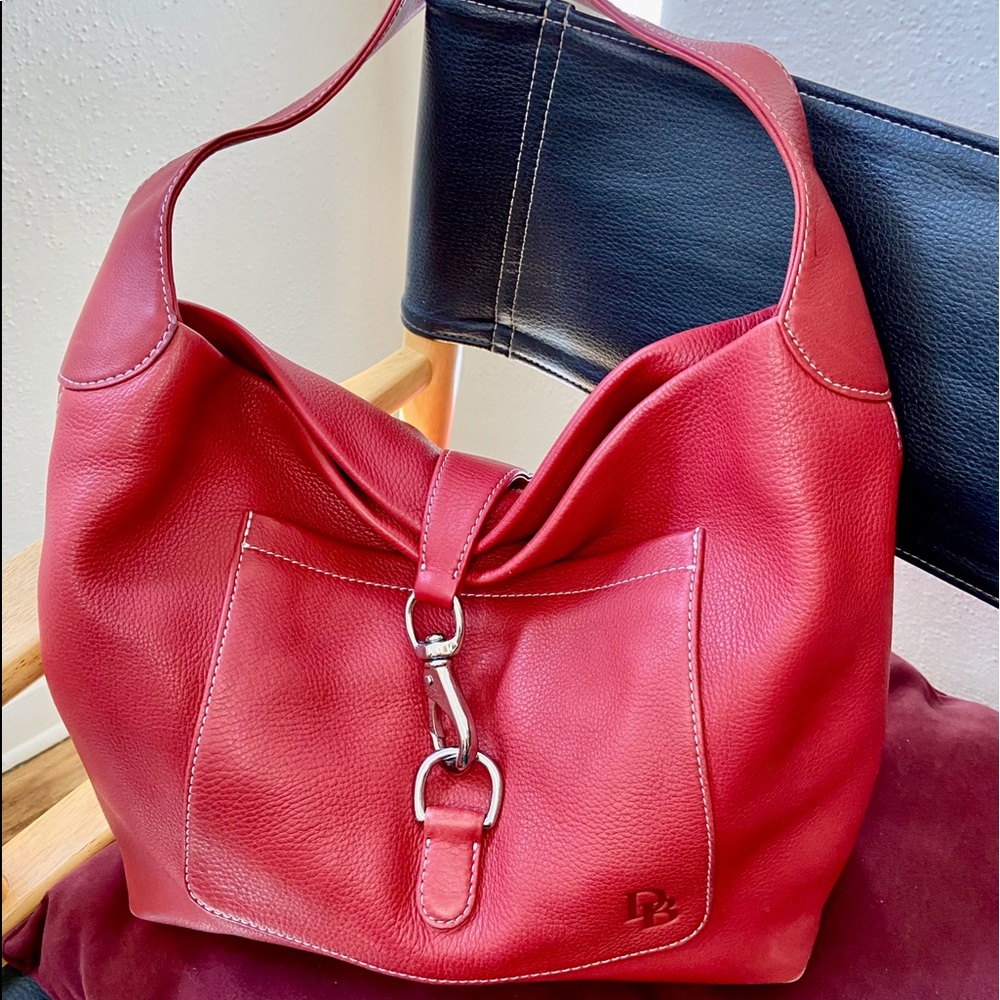Dooney Bourke Red Annalisa Hobo Shoulder Bag Excellent Condition!
